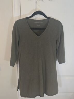 Indigenous Olive V-Neck Tunic Top